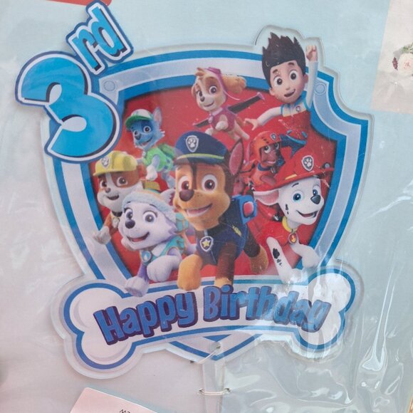 3rd Birthday Dog Acrylic Cake Topper Puppy‎ Police Carroon Paws - Picture 2 of 4